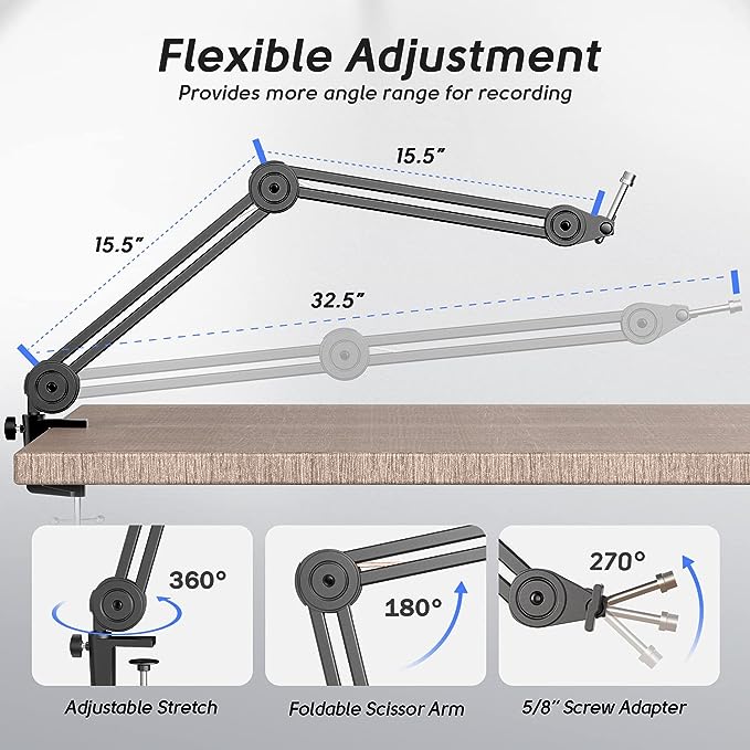 FIFINE Microphone Arm Stand-Heavy Duty Boom Arm-BM63