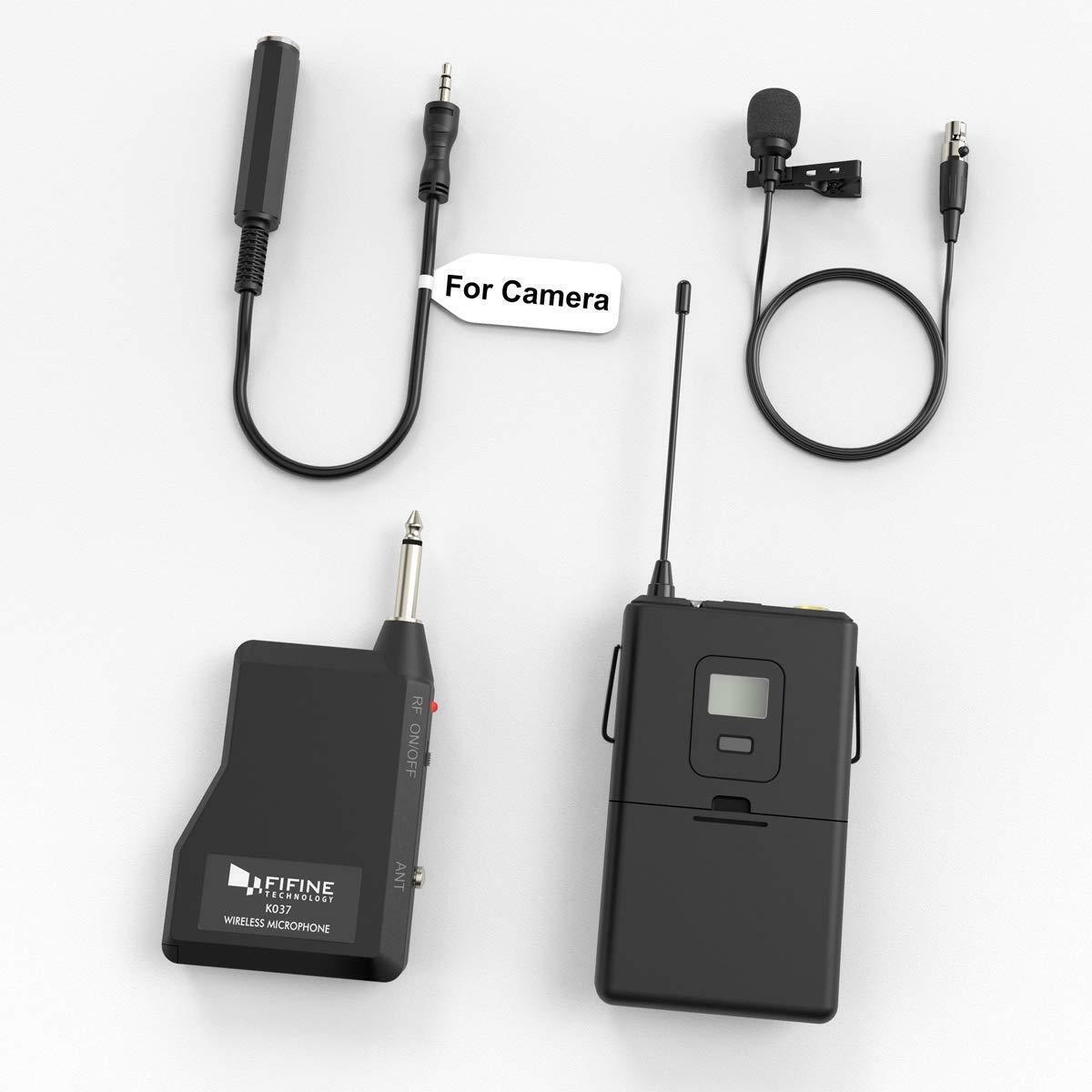 Fifine 20-Channel UHF Wireless Lavalier Lapel Microphone System with Bodypack