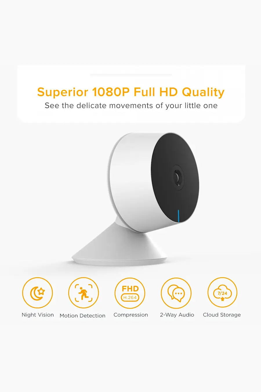 LAXIHUB - Laxihub WiFi Mini Full HD 1080P CCTV Home Wireless Security Camera/Baby Monitor